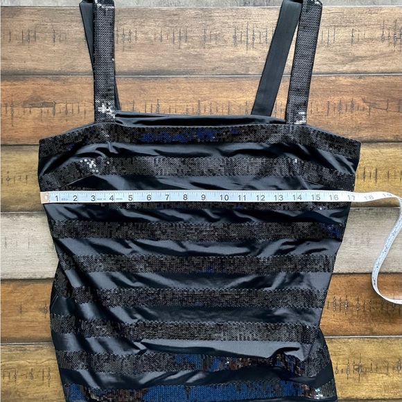 Carmen Marc Valvo Black Sequin Striped Top Size XL NWT - Picture 5 of 6